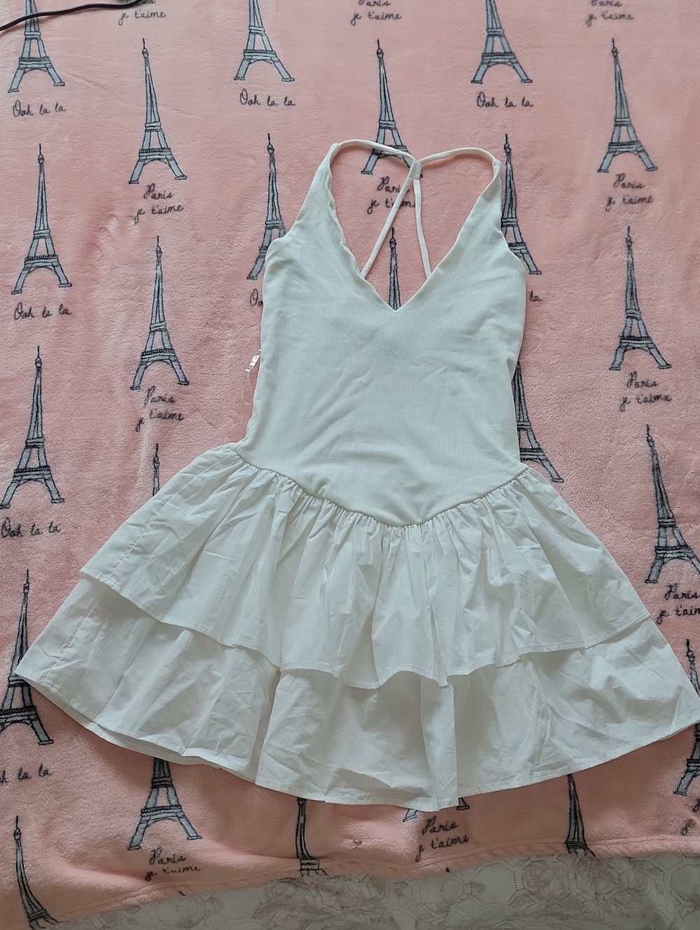 Nordstrom White Tiered V-Neck Sleeveless Dress